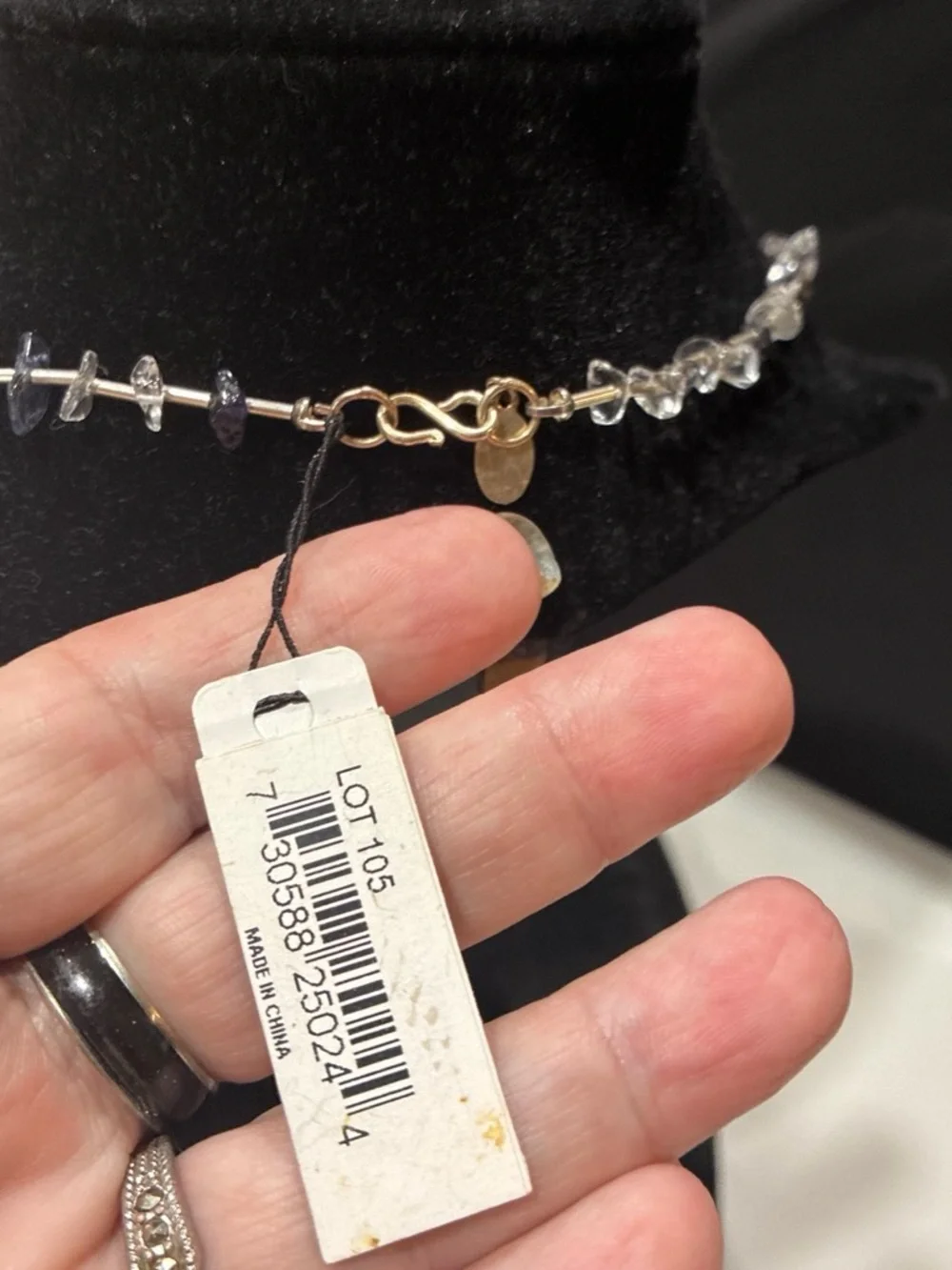 Carolee Silver-Tone Necklace with brown and Clear Bead Accents